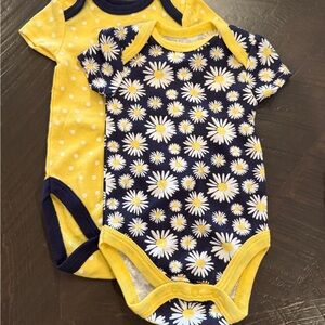 Kidgets Yellow and Navy Floral Bodysuits